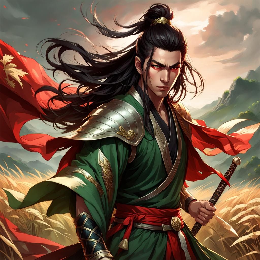 Chinese Mythology Warrior Portrait in Digital Art Style