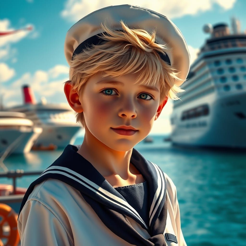 Boy in Sailor Suit, Hyperdetailed Portrait