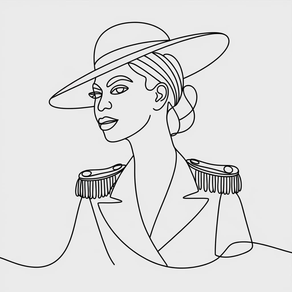 Beyoncé Homecoming Pose Continuous Line Art