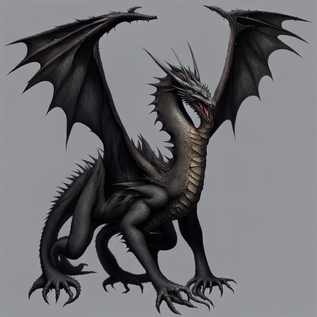 Majestic Black Dragon in Lightning Storm: Oil Painting