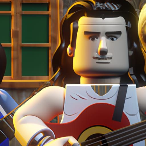 Detailed Lego Minifigure Set in Isometric View