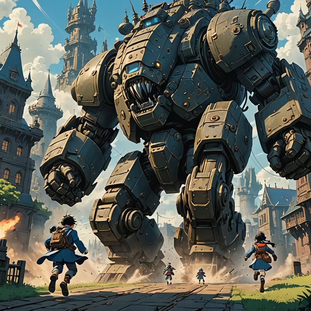 Dieselpunk Behemoth Final Boss Fight: Anime Key Visual