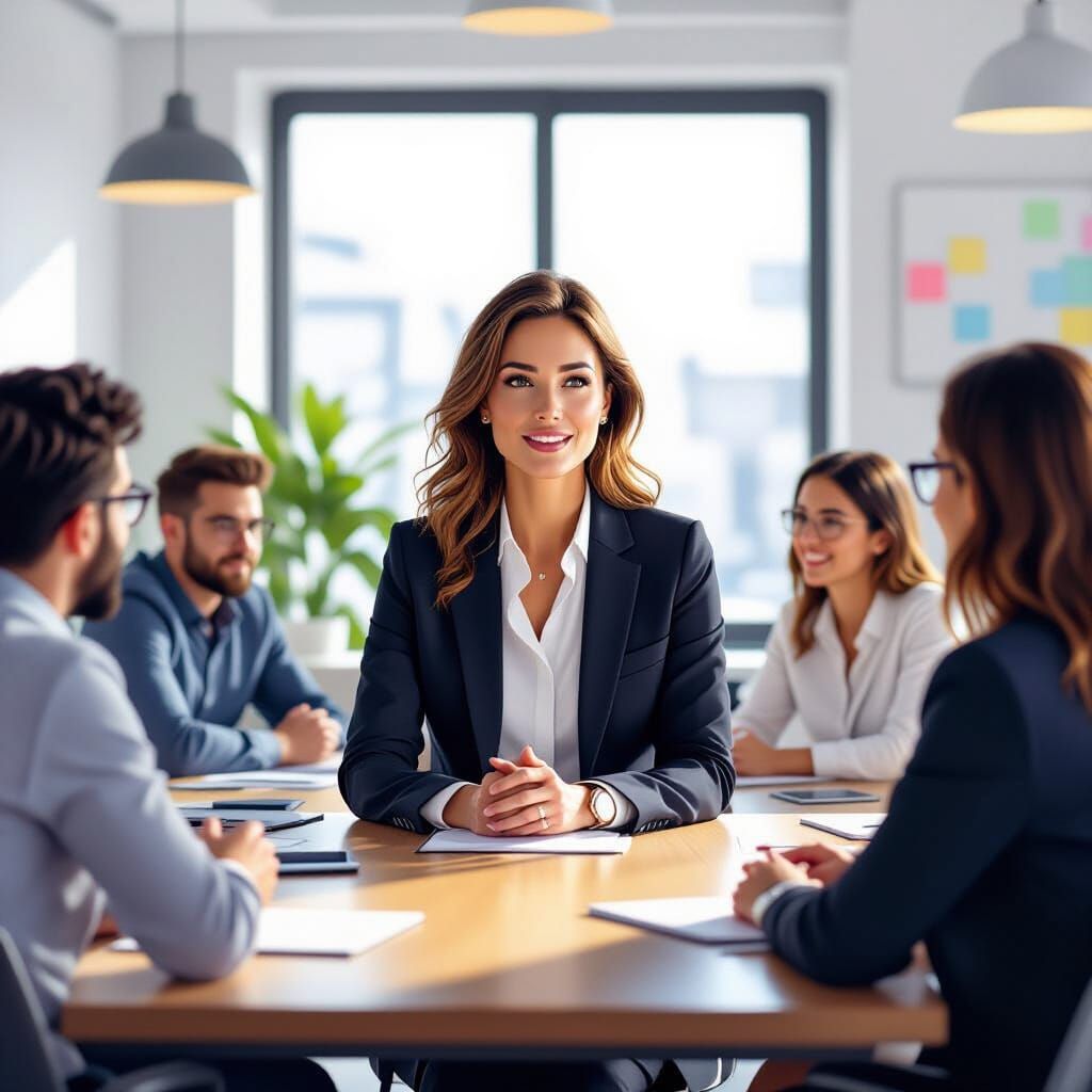 Attentive Leader Listens in Team Meeting