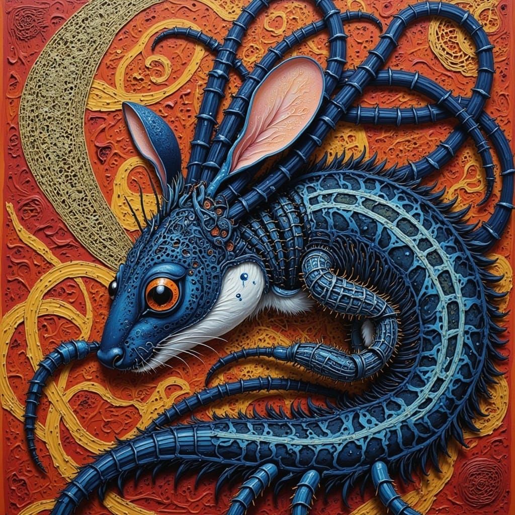 Surreal Sushi Portrait with Zentangle Background