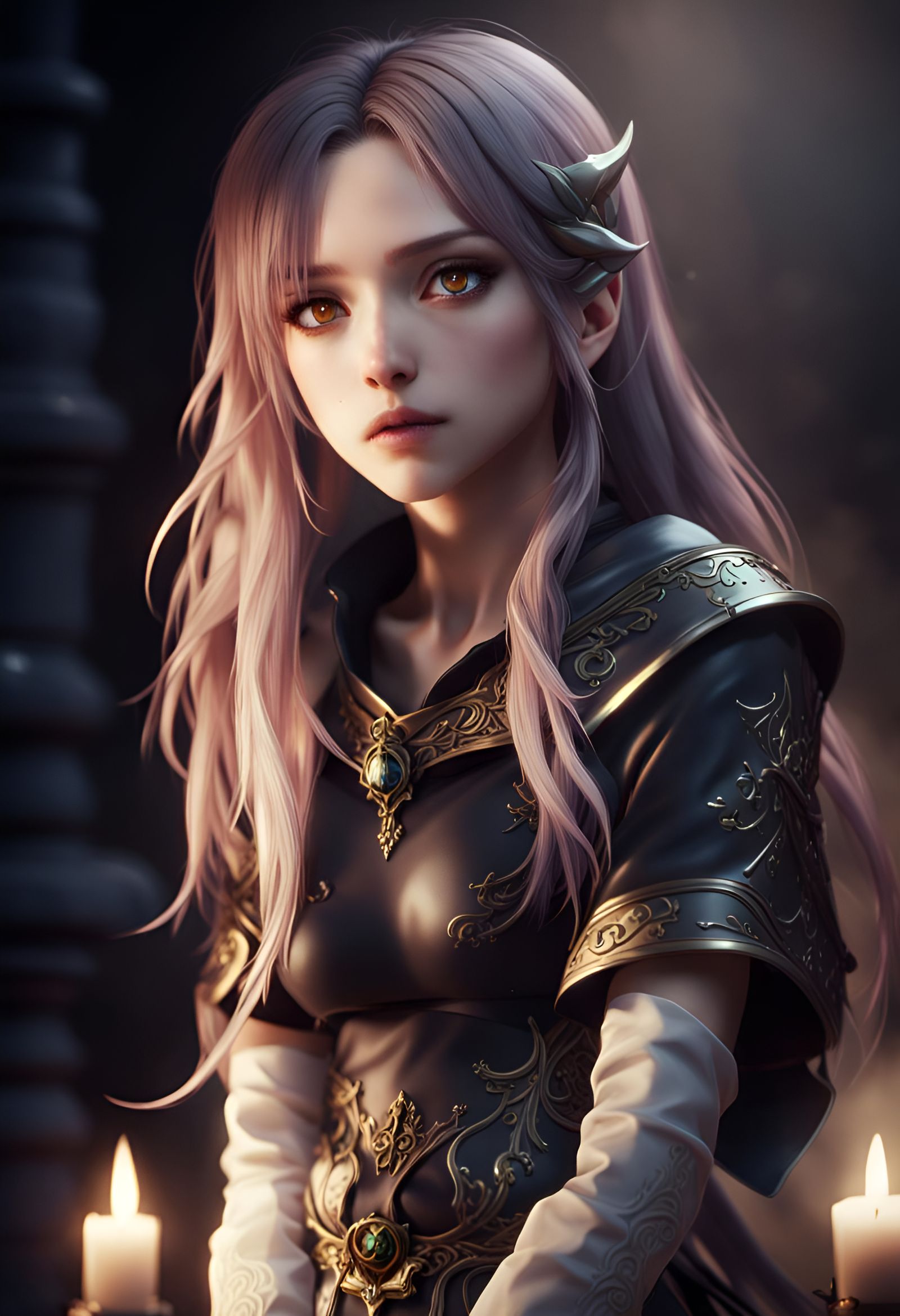 Fantasy Dark Magic in Anime Style, 3D Game Art