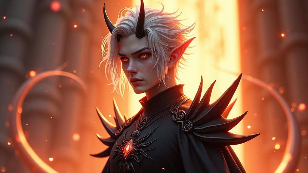 Mystical Wight Devil with Silver Hair, Anime Art