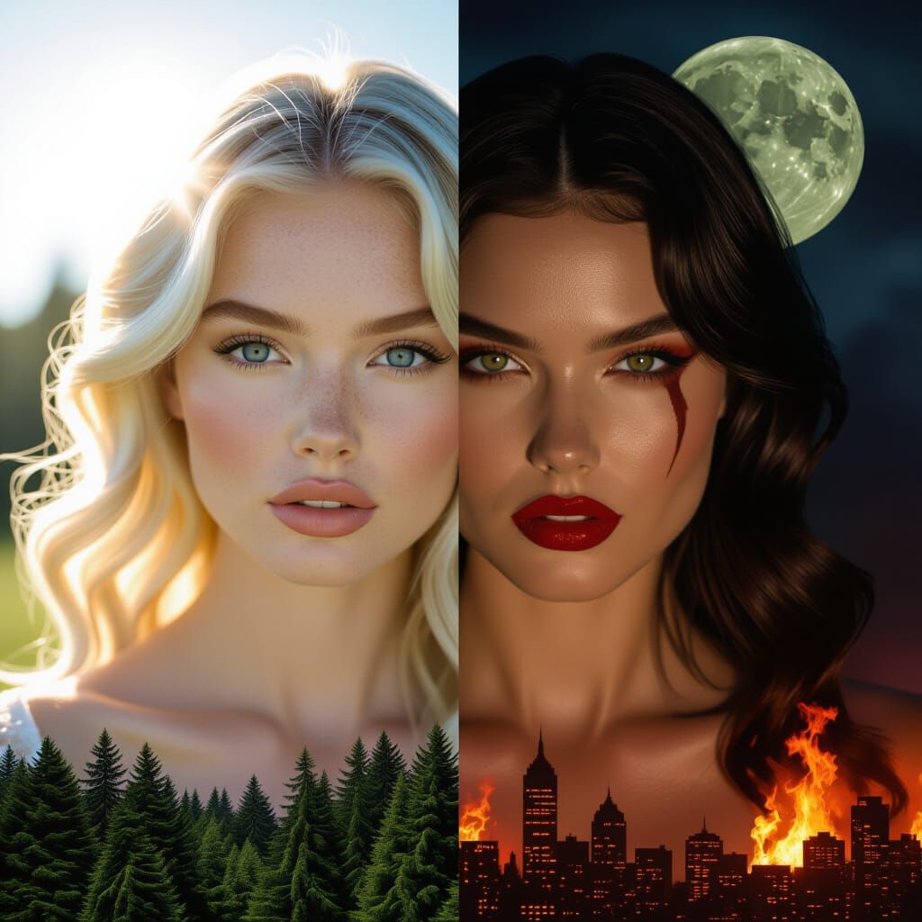 Angelic Woman vs Devilish Woman, Double Exposure