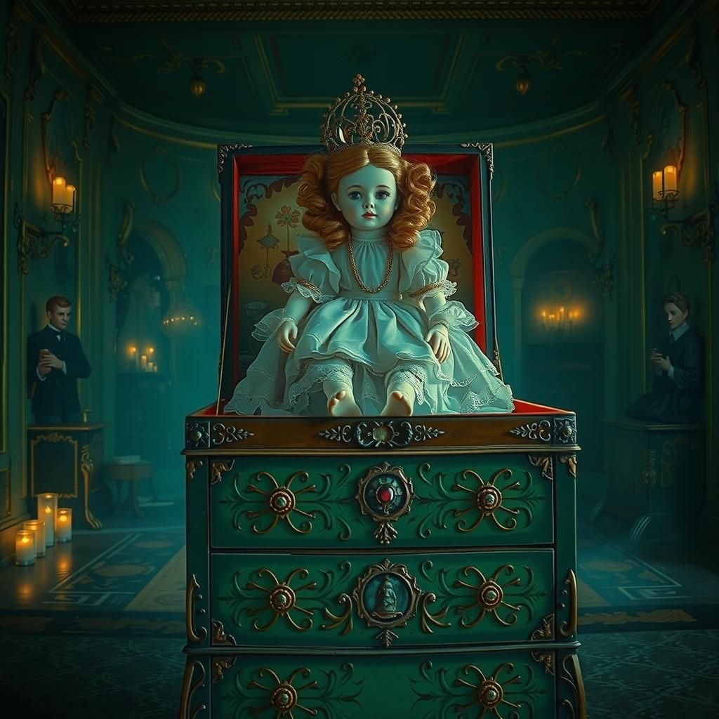 Cursed Victorian Doll with Ethereal Glow, in Gothic Style