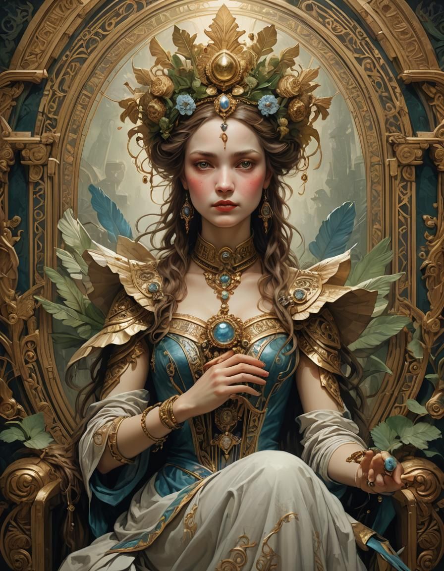 Goddess of Life Portrait in Rococo Punk Style