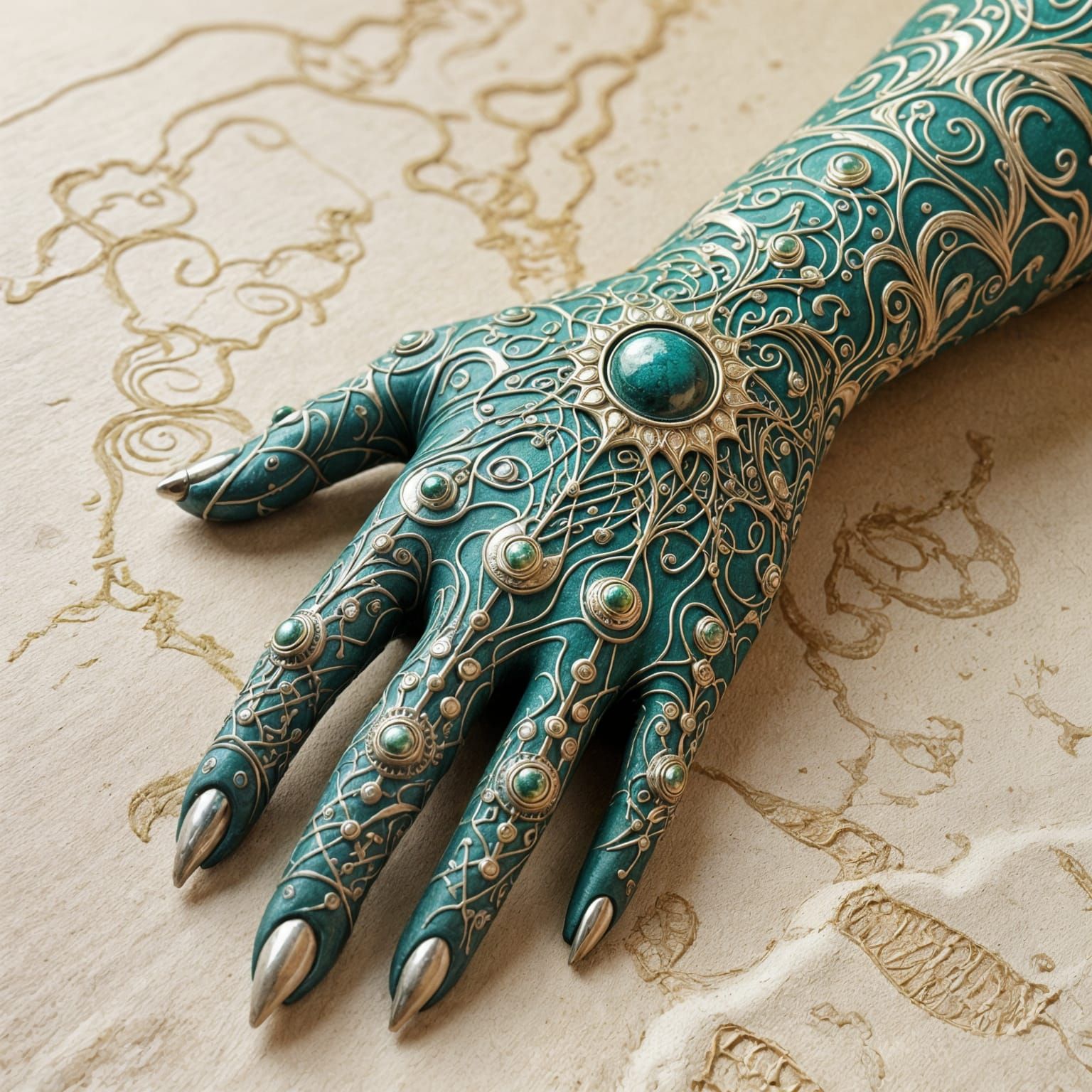 Futuristic Alien Tattoo Hand in 3D