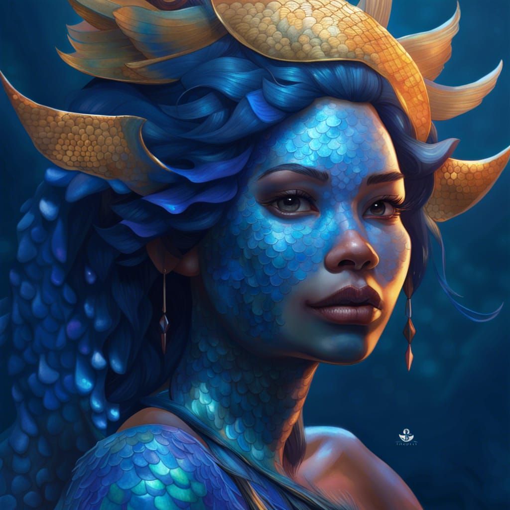 Regal Filipino Merfolk Woman Portrait in 8K
