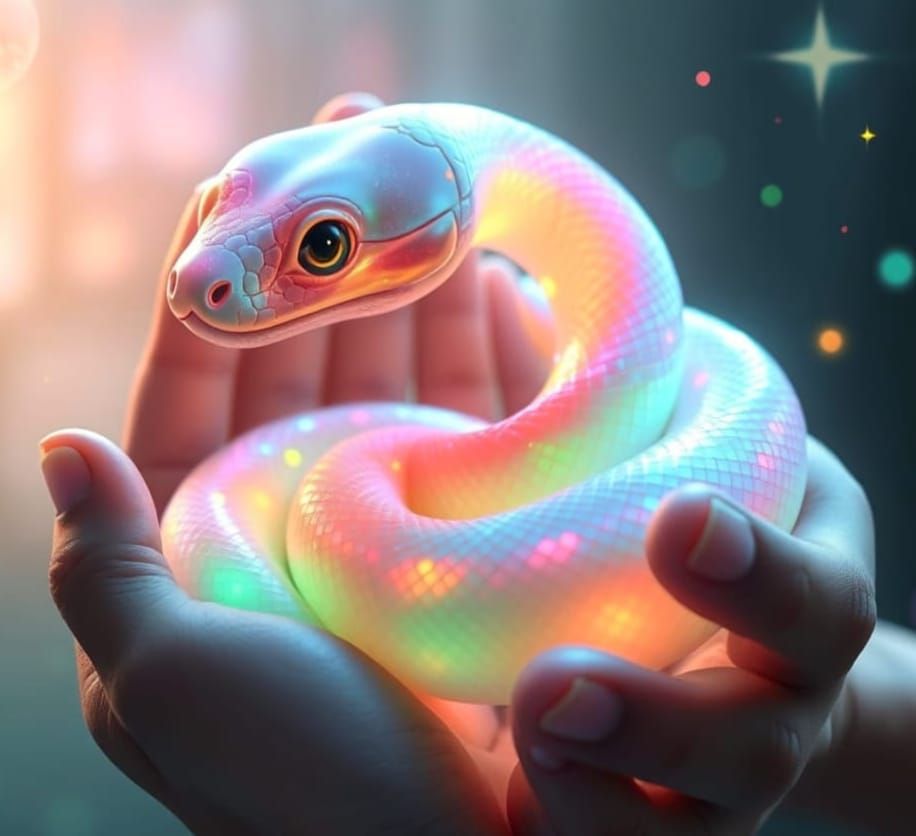 Surreal Anime-Style Rainbow Serpent in Whispers of Cosmic Ma...