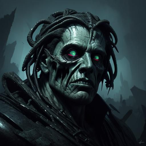 Shattered Undead Portrait in Dark Fantasy Style