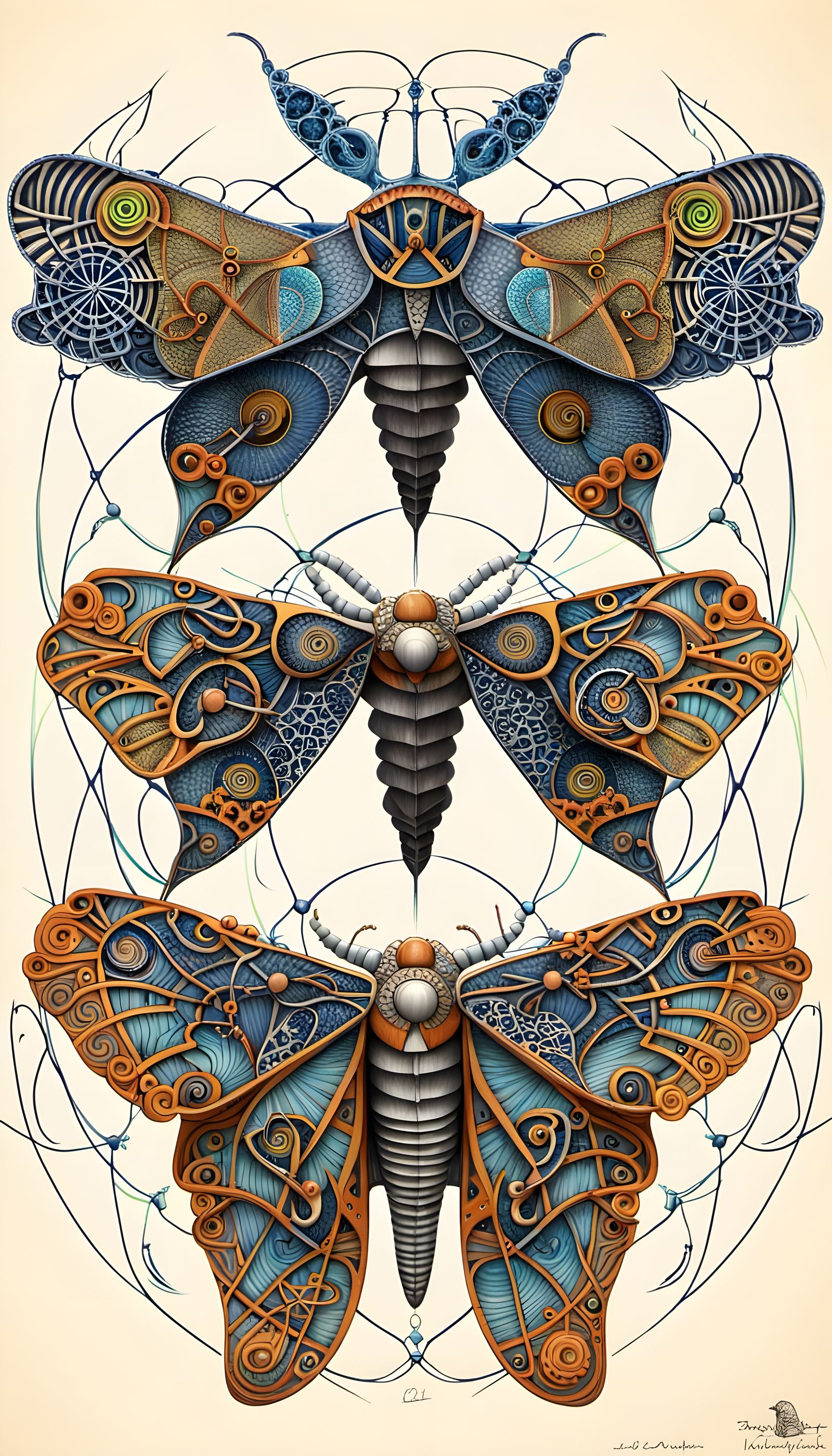 Surreal Goliath Moth with Fractal Elements