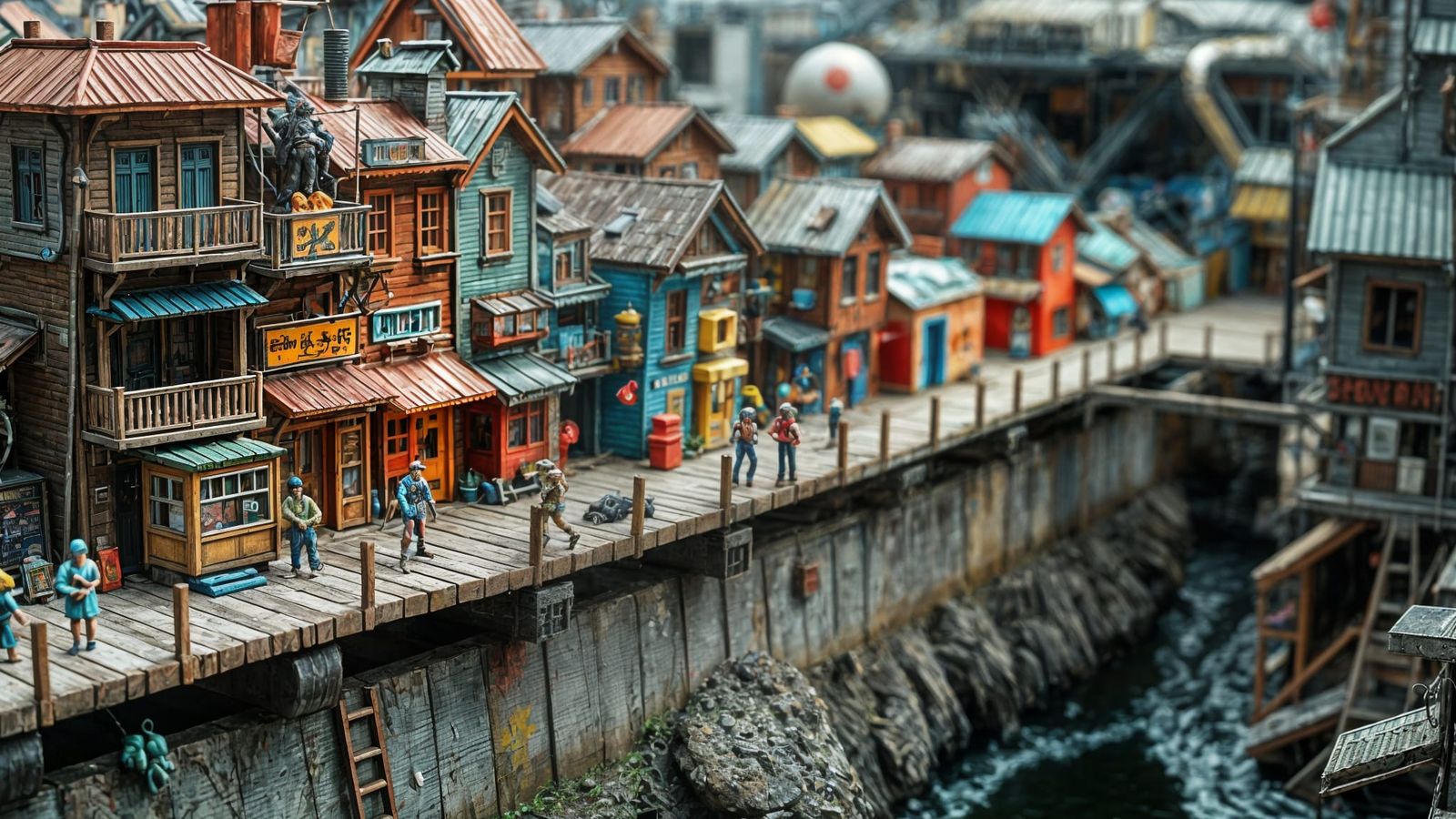 Cyberpunk Village Built from Household Items