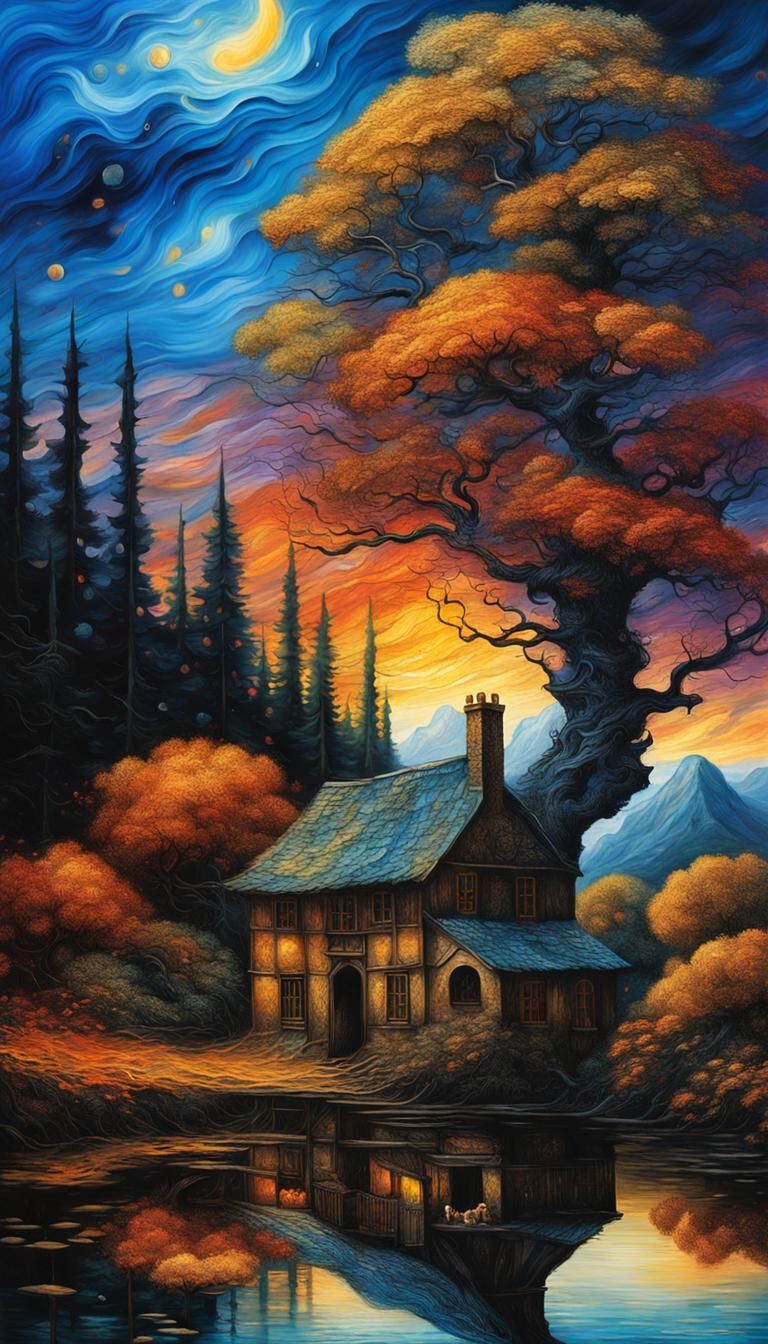Fantasy Dreamscape in Melting Oil Painting Style