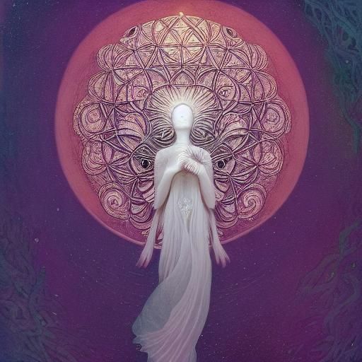 Angelic Apparition Shadows in Hyperdetailed Etching Style