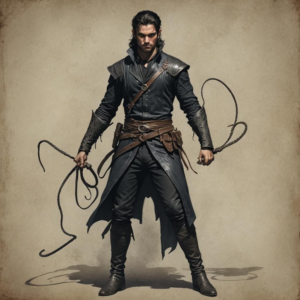Fantasy Male Character with Whip