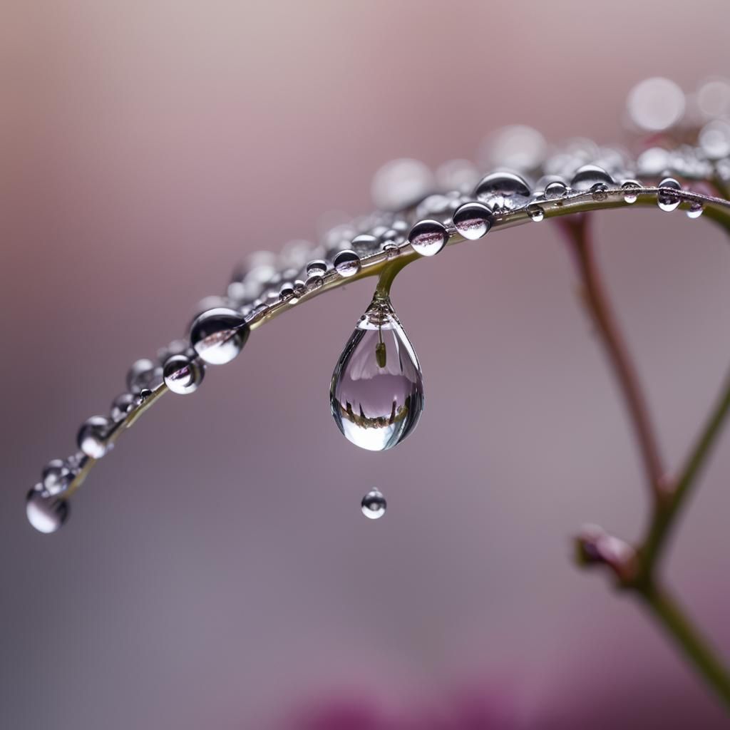 Ethereal Dew Drop on Flower Petal in Macro