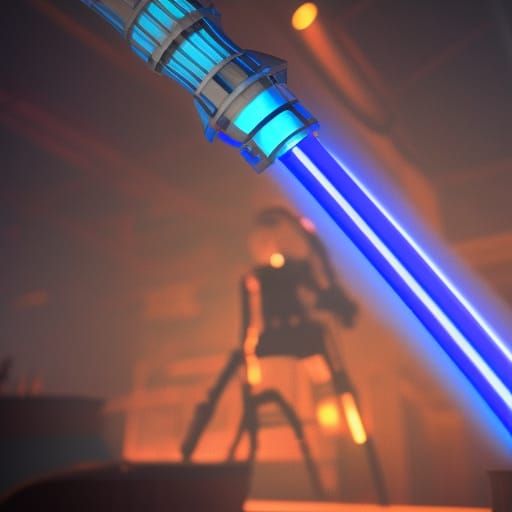 Steampunk Blue Lightsaber with Intricate Mech Details
