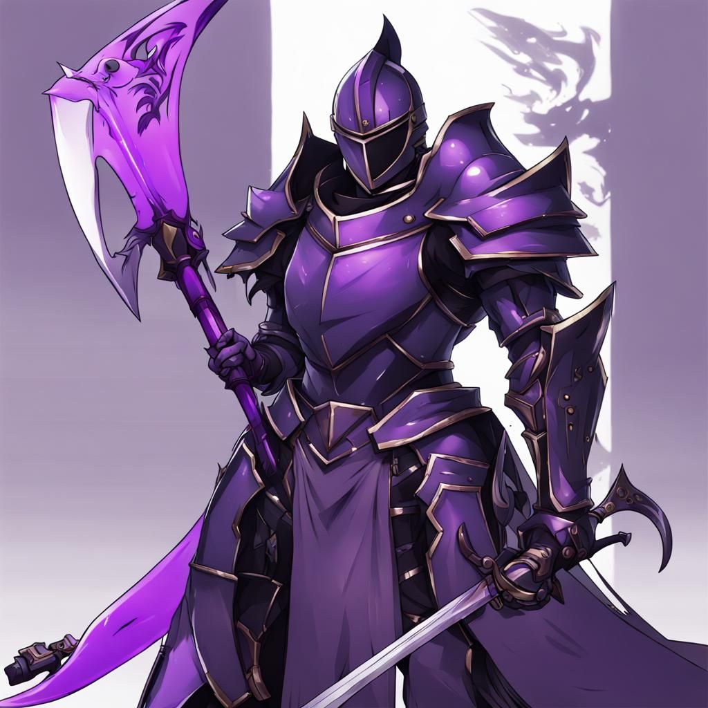 Knight with Scythe in Anime Style Armor