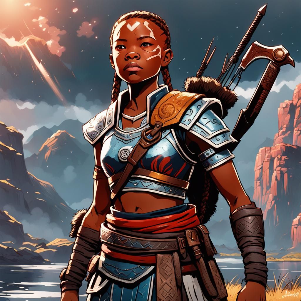 Storm Reid as Angrboda in Anime Style