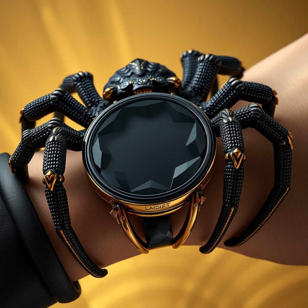 Luxury Tarantula Watch in Black Gold with Textured Hairs and...
