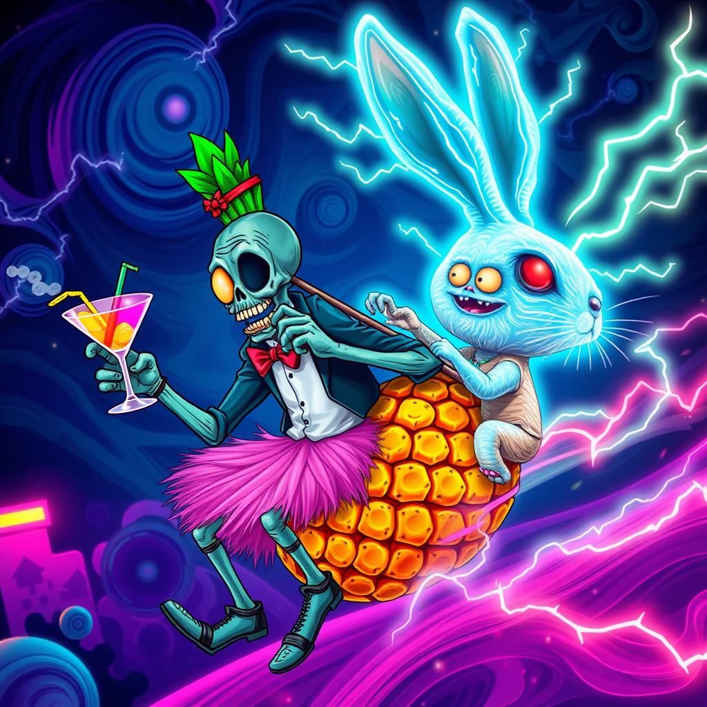 Zombie Nightlife Adventure in Futuristic Surreal Style