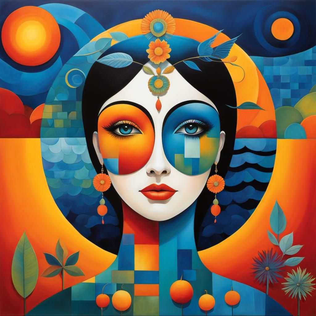 Abstract Songbird in Vivid Colors and Fine Detail