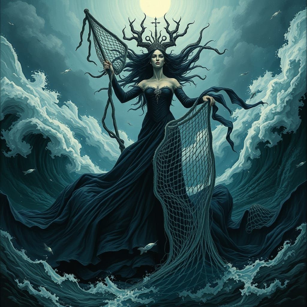 Goddess Rán in Eerie Underwater Scene