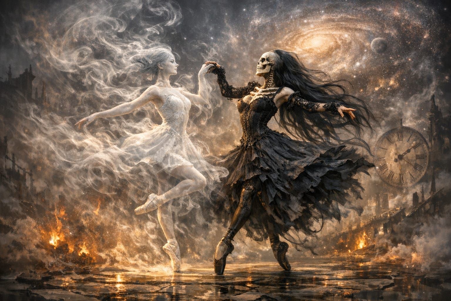 Gothic Dancer's Ecstatic Dance with Shadow Self