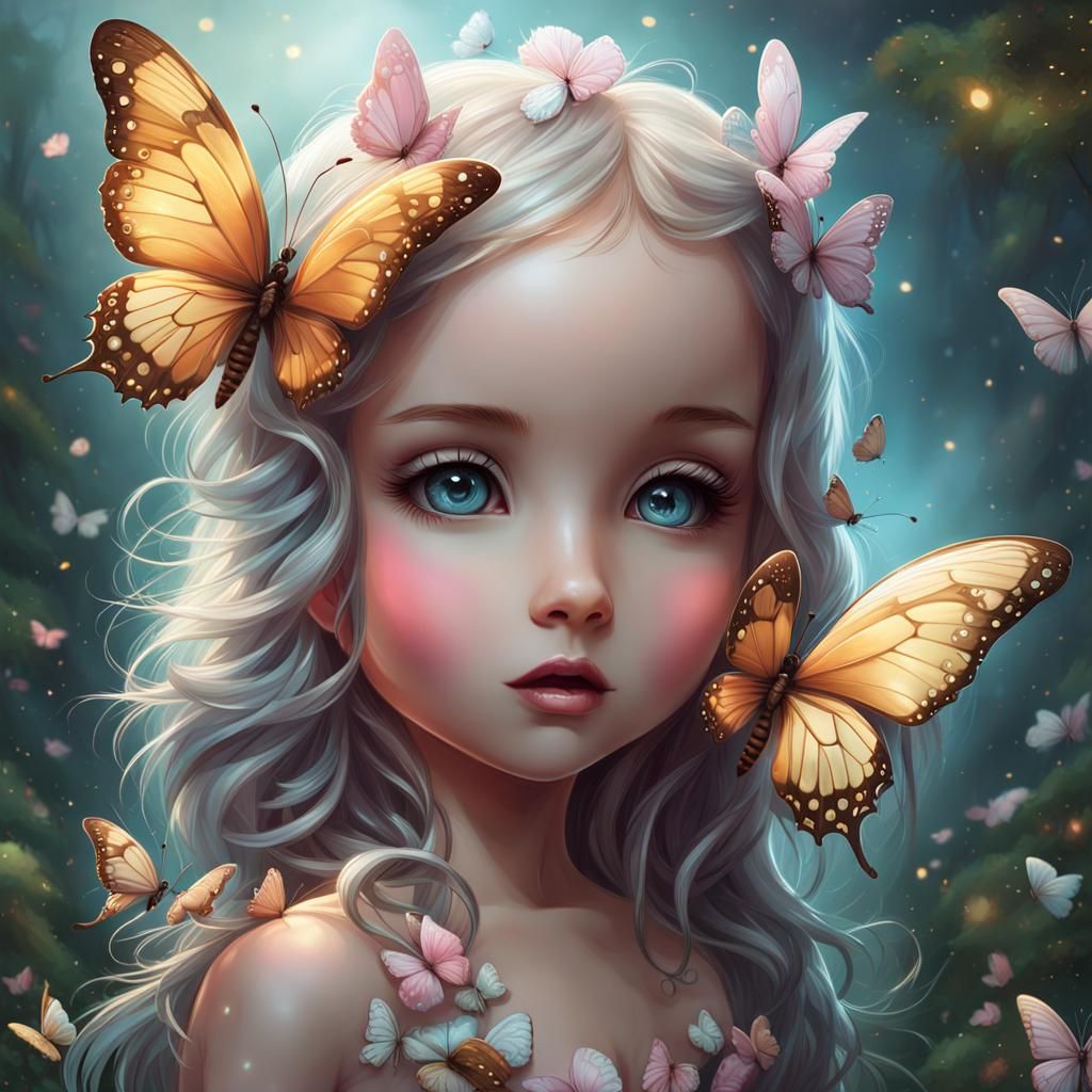 Pastel Chibi Butterflies in Detailed Rendering