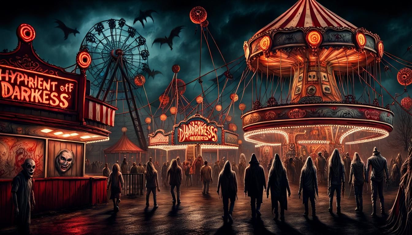 Horror Theme Park with Dark Carnival Rides