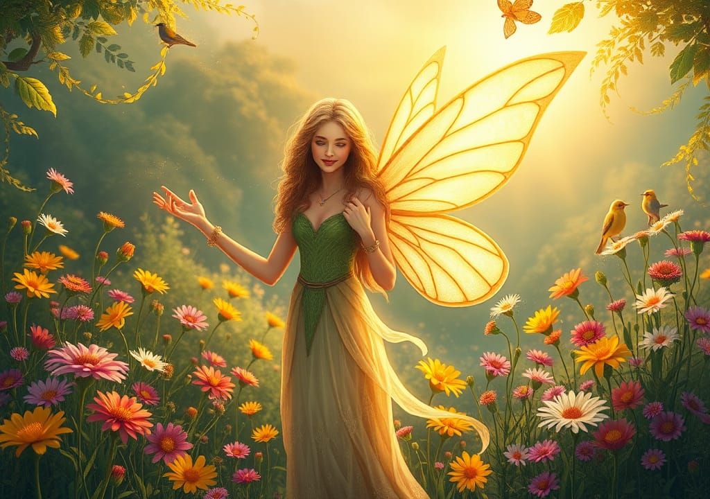 Surreal Goddess of Changing Seasons Radiates Warmth and Joy