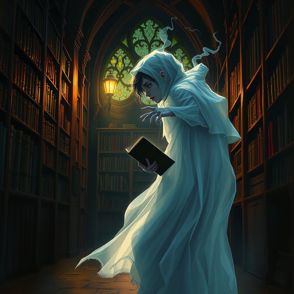 Playful Ghost Student Haunts Gothic Library