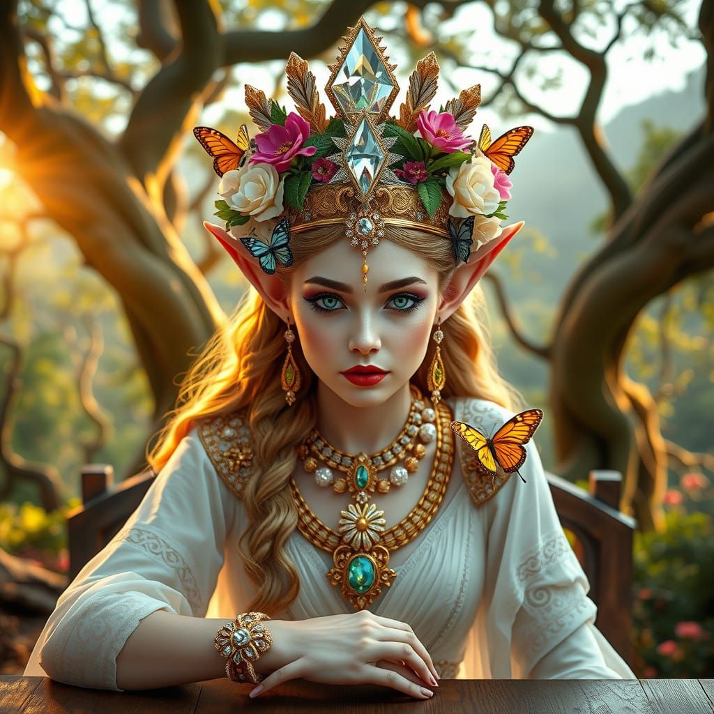 Hyperrealistic Portrait of Lady Palutena in Enchanting Fores...