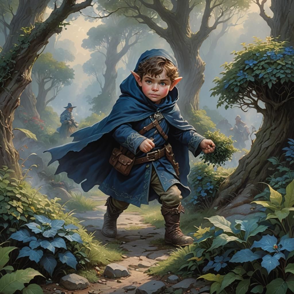 Halfling Ranger Camouflaged in Ethereal Fantasy Style