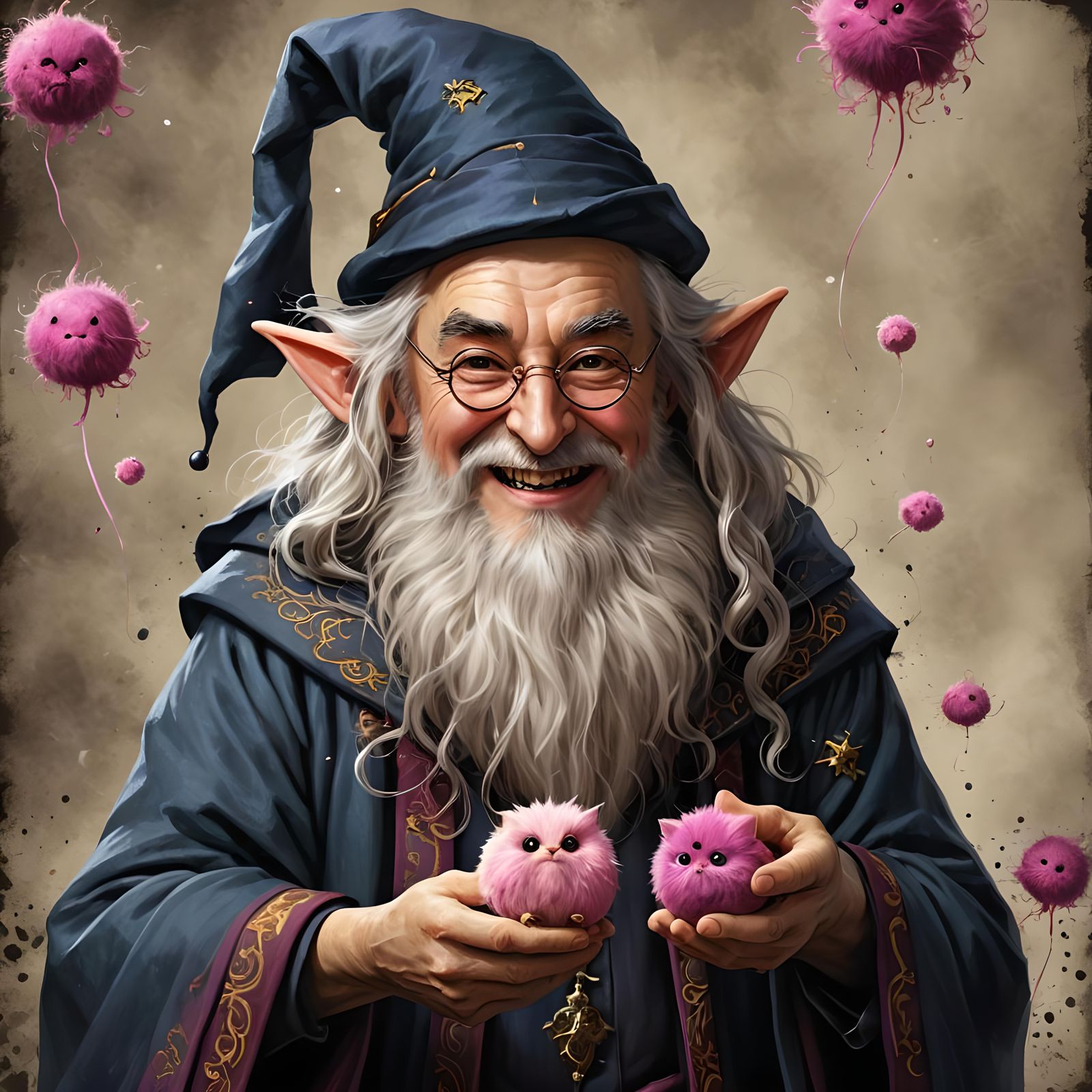 Wizard Holding Pygmy Puff Digital Art