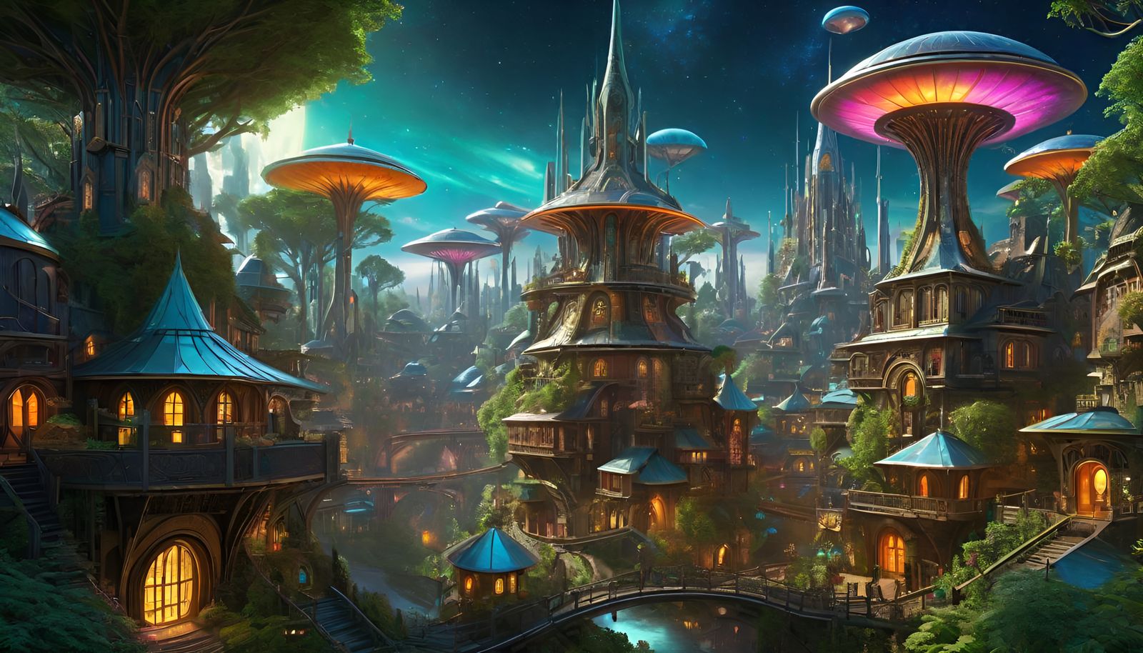 Sci-Fi Fantasy Village with Elvish-Alien Tech