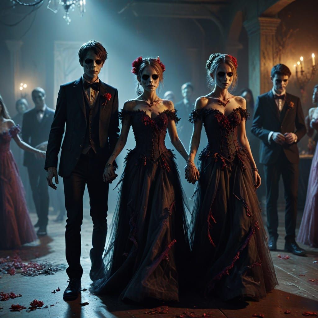 Zombie Teenagers Dance at Macabre Prom in Gothic Style
