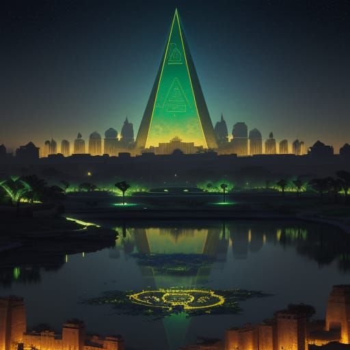 Futuristic Egypt with Pyramids on the Nile