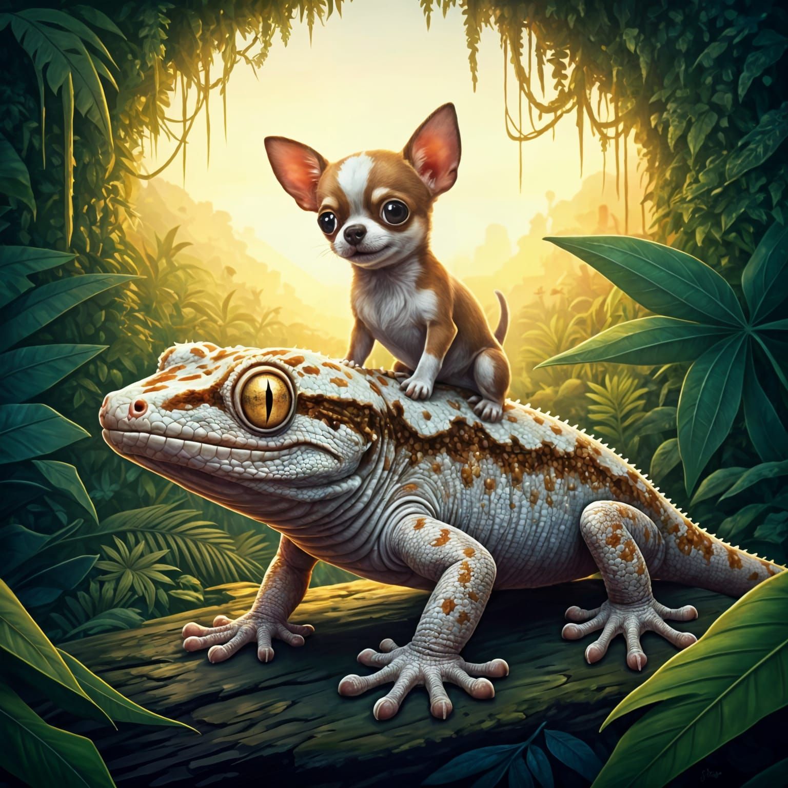 Chihuahua and Gecko Jungle Adventure