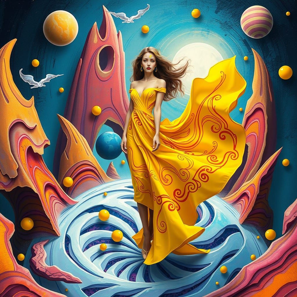 Surreal Planet Scene in Whimsical Kandinsky Style