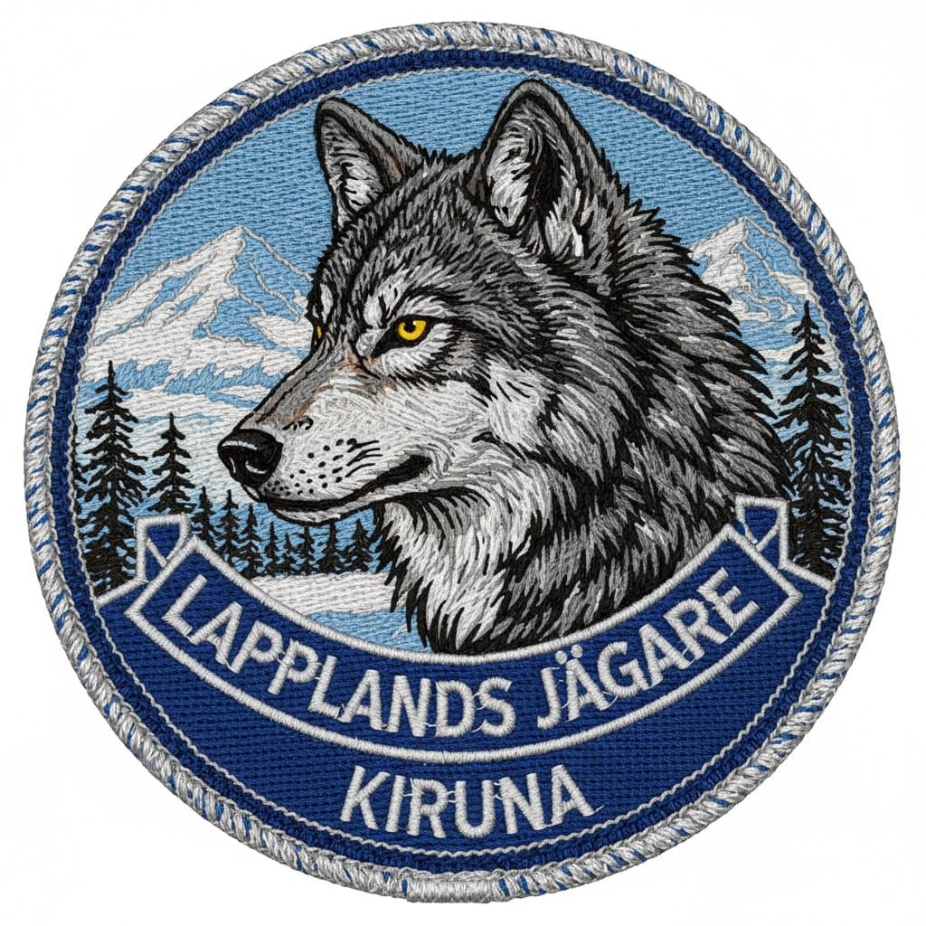 Wolf Head Patch Design with "Lapplands Jägare Kiruna"