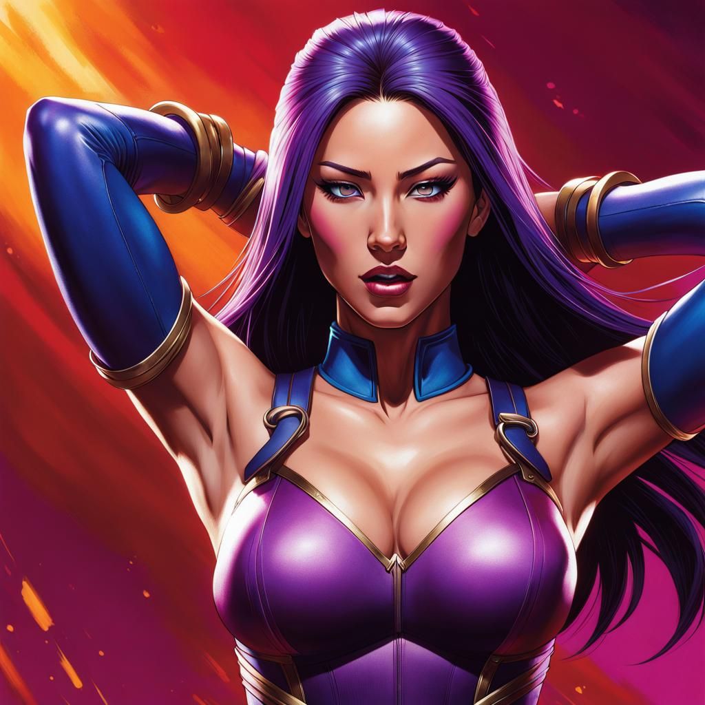 Hyperrealistic Splash Art of Shackled Psylocke
