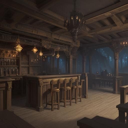 Epic Empty Tavern in 2D Digital Painting