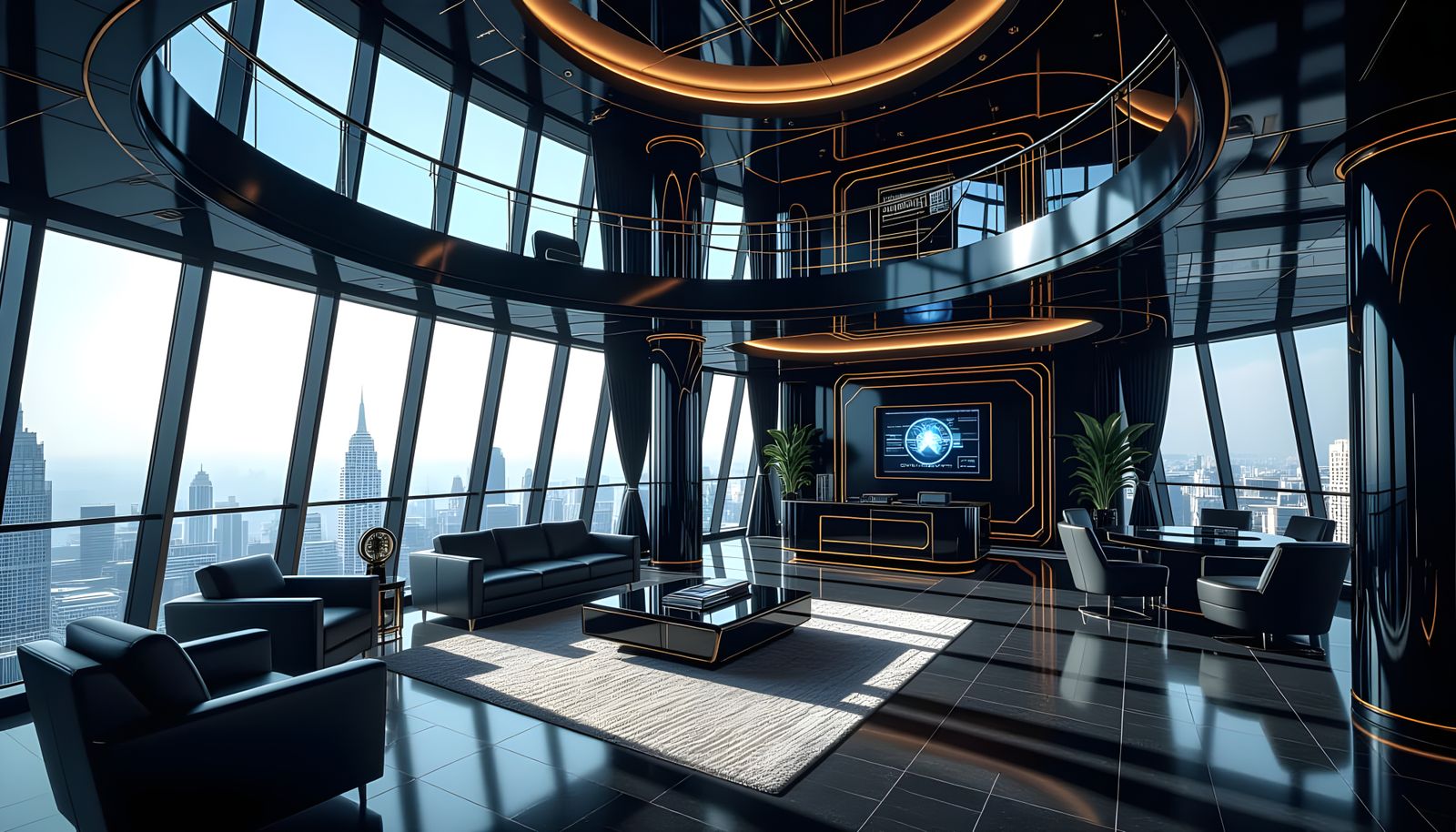 Supervillain Penthouse Hideout With Cinematic Lighting