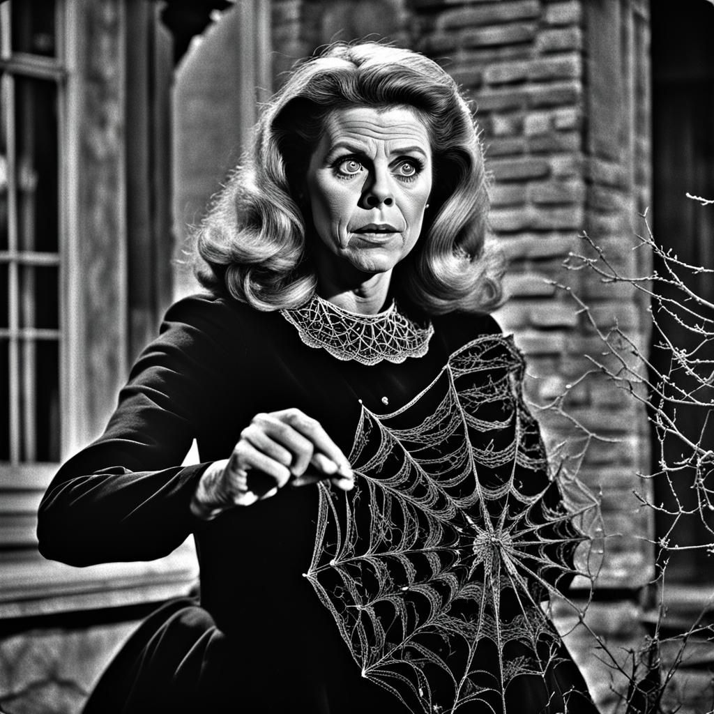 Hyperrealistic Image of Elizabeth Montgomery Casting a Spell