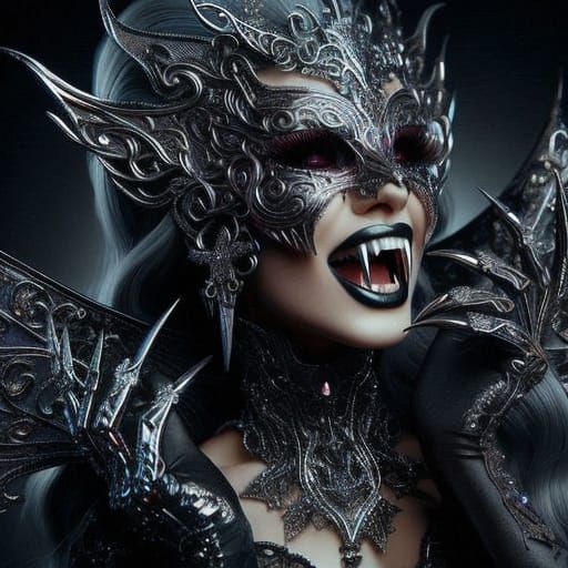 Ethereal Vampire Goddess in Iridescent Chrome