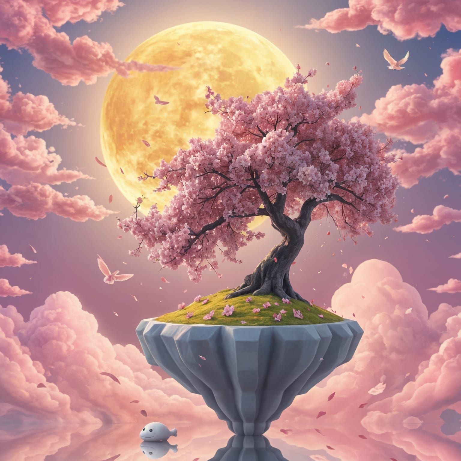 Candy Art Cherry Blossom Tree on Floating Island